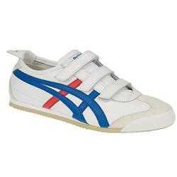 Male Mexico Baja Leather Upper Textile Lining Fashion Trainers in White-Blue
