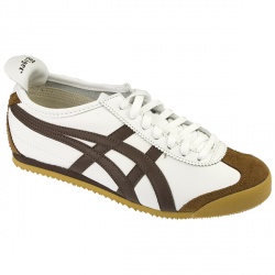 Onitsuka Tiger Mens Mexico 66 Leather Upper Textile Lining Fashion Trainers in White-Brown