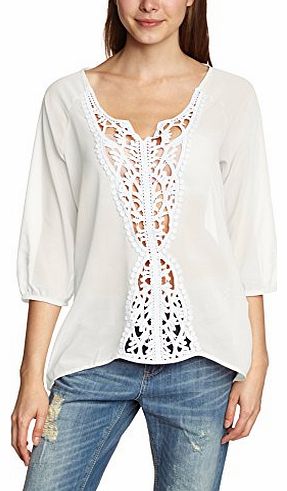 ONLY Womens Crew Neck 3/4 sleeve Blouse - White - White (Cloud Dancer) - 10