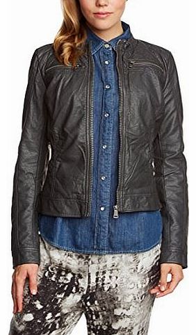 ONLY Womens Leather Jacket Grey (Phantom) UK 16