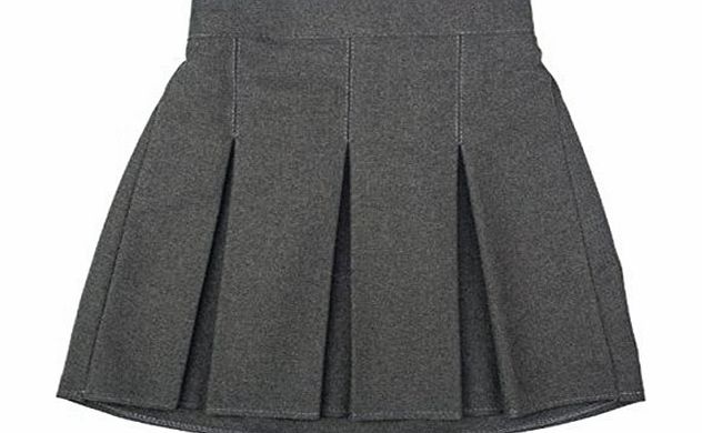 School Uniform Girls Elastic Back Bi Stretch Skirt-Grey-3-4 Years
