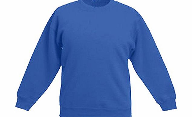 School Uniform Sweatshirt Pullover Fleece Jumper Plain-Royal Blue-11-12 Years