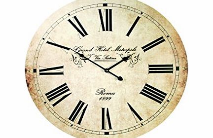 OOTB Large Wall Clock 60cm Shabby Chic Vintage Style Grand Hotel Metropole