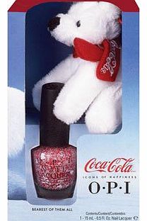 OPI Coca Cola Bearest Of Them All Nail Polish and Bear Set 15mL Set Includes 1x Bearest of Them All 15mL, Plush Polar Bear Ornament