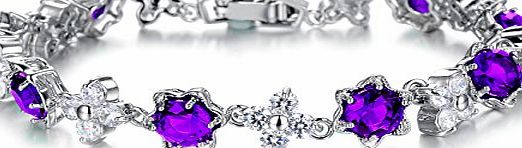 OPK Jewellry Fashion Women Tennis Bracelet With Clear SWAROVSKI Elements Cubic Zircons Wedding Jewelry,Purple
