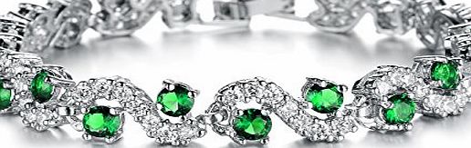 OPK Jewellry Platinum Plated Clear Swarovski Elements Cubic Zirconia Bracelet For Women,Green Coulor