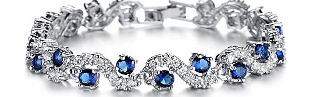 OPK Jewellry Platinum Plated Swarovski Elements Cubic Zirconia bracelet For women Luxuly Wedding Party Jewely,Blue Color