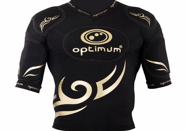 Optimum Tribal Top Mens Protective Shoulder Pads, Black/Gold - Large