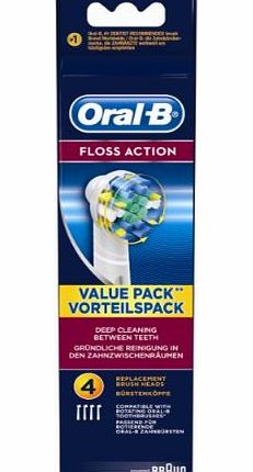 Oral-B Braun Oral-B EB25-4 Floss Action Replacement Rechargeable Toothbrush Heads - Pack of 4