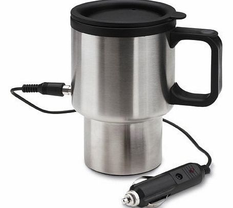Brand New Electric Heated Stainless Steel Travel Car Coffee Mug w/ Adapter