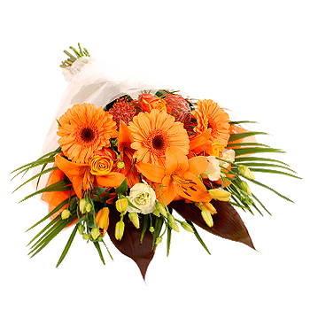 Orange Gift Wrap - flowers