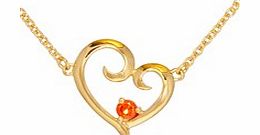 Gold Plated Orange CZ Heart Pendant