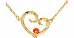 Orange Gold Plated Orange CZ Heart Pendant