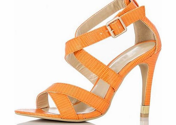 Lizard Cross Strap Heel Shoes