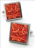 Orange Rose Cufflinks by Robert Charles
