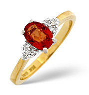 orange Sapphire and 0.12CT Diamond Ring 18K Yellow Gold