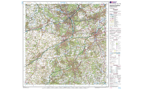 Ordnance Survey OS Landranger Map 1:50 000 - Aldershot & Guildford 186