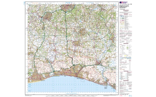 Ordnance Survey OS Landranger Map 1:50 000 - Brighton & Downs 198