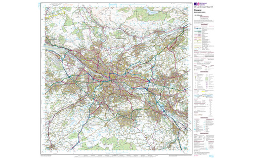 Ordnance Survey OS Landranger Map 1:50 000 - Glasgow 64