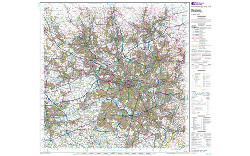 Ordnance Survey OS Landranger Map 1:50 000 - Manchester Bolton Warrington 109