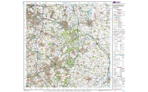 Ordnance Survey OS Landranger Map 1:50 000 - Mansfield Worksop Sherwood 120