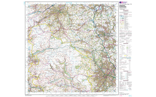 OS Landranger Map 1:50 000 - Sheffield & Huddersfield 110