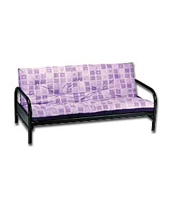 Black Futon and Lilac Mattress