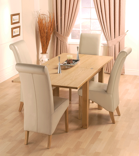 Oak 3ft Flip Top Dining Table and 4