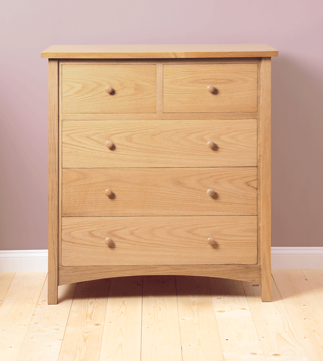 oregon Oak 5 Drawer Chest of Drawers