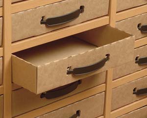 Oregon post room cardboard drawers