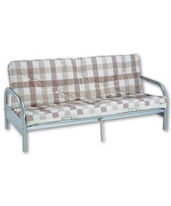 Silver Futon and Natural Check Mattress