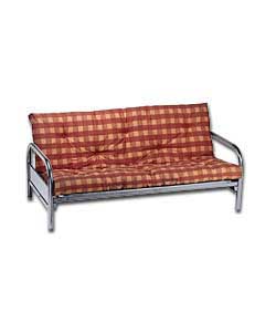 Silver Futon with Terracotta Check Mattress