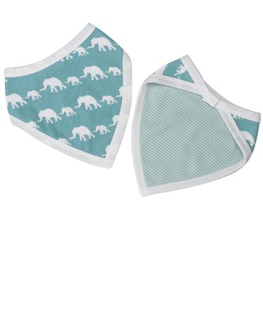 Blue Elephant Silhouettes Reversible Bandanna Bib