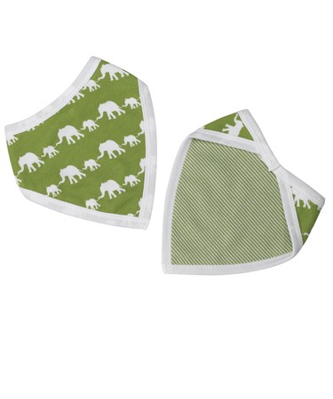 Organics For Kids Green Elephant Silhouettes Reversible Bandanna Bib