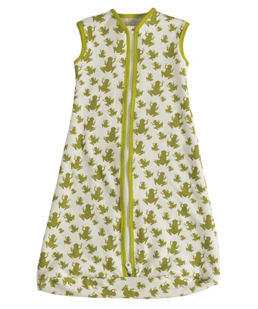 Organics For Kids Green Frogs Print Baby Sleeping Bag