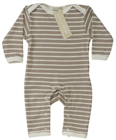 Organics For Kids Taupe/Ivory Breton Stripe Romper