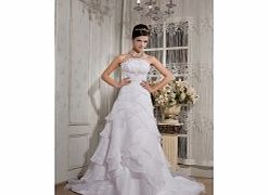 Organza Satin Chapel Train Strapless Ivory