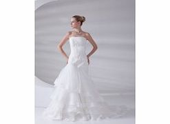 Organza Satin Chapel Train Strapless White