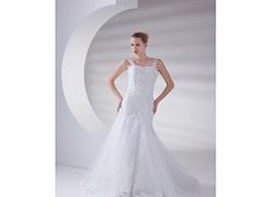 Organza Satin Chapel Train Straps White Luxury