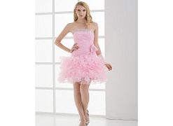 Organza Satin Short/mini Strapless Pink Cute