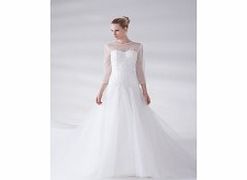 Organza Satin Sweep Train Scoop Ivory Retro