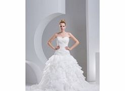 Organza Satin Sweep Train Strapless White