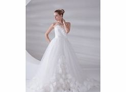 Organza Satin Sweep Train Sweetheart White