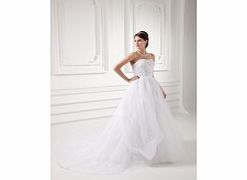 Organza Strapless Beaded Lace Pleated A-line