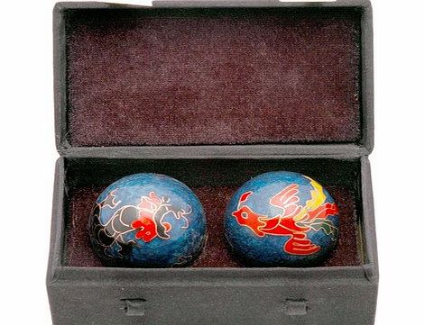 ORIENTAL FURNITURE  Great Good 40Th 50Th 60Th Birthday Gift Idea, 1.5-Inch Chinese Health Balls With Dragon And Phoenix Case