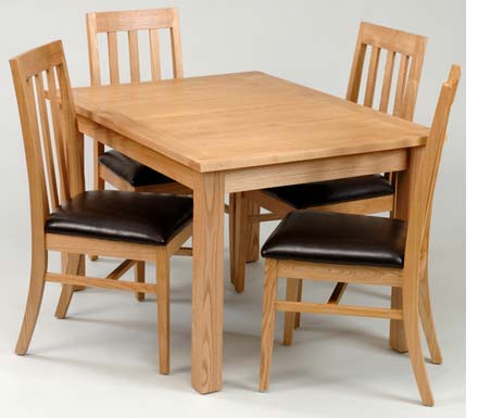 Chesterfield Ash Centre Leaf Dining Set with 4