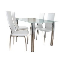 Lombard Rectangular Dining Set in White and Chrome