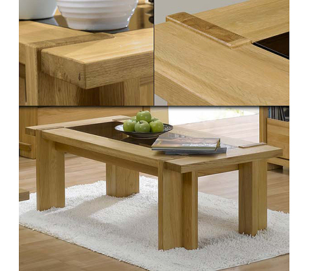 Origin Red Nexo Light Oak Rectangular Coffee Table with Glass