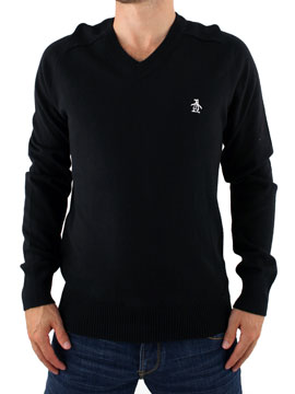 Original Penguin Black Cashmere V-Neck Knit
