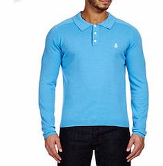 Original Penguin Blue cotton long sleeve polo shirt